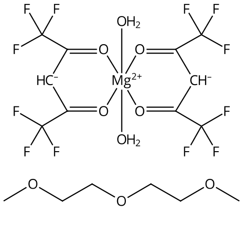 Magnesium diaquabis(1,1,1,5,5,5-hexafluoro-2,4-pentanedionato-кO2,кO4)-,(OC-6-11)-, compd. With 1,1’-oxybis[2-methoxyethane] Chemical Structure